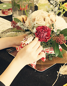 写真:レッスンのフラワーアレンジの例